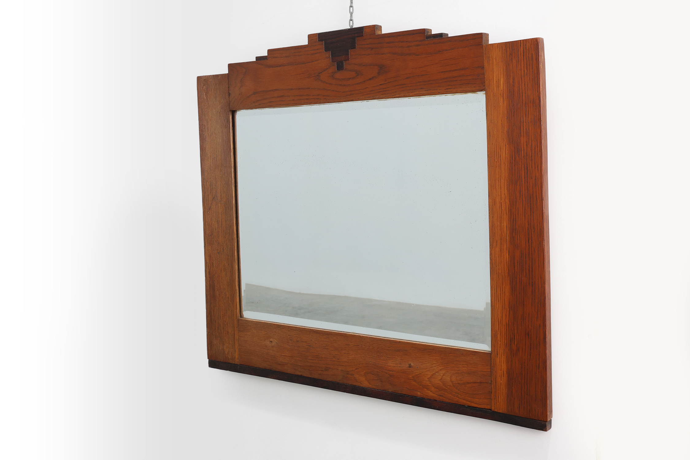 Amsterdam School style solid Oak Mirror, The Netherlands ca. 1915thumbnail